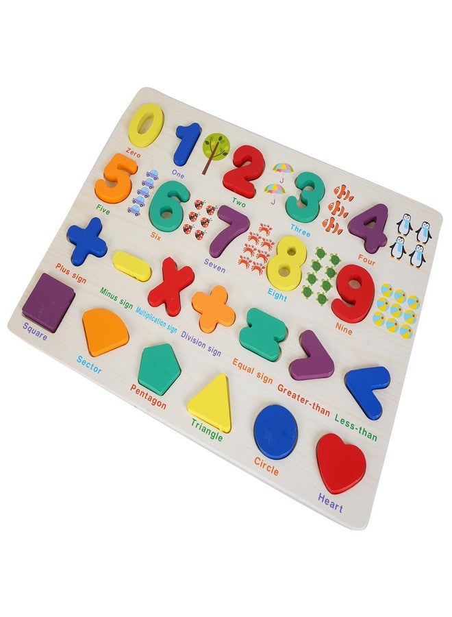 BUFACK Wooden Numbers,Math Symbols Puzzle- Kids Toys for 2-5 Years boy - Puzzles for Kids for Age 4 -Educational Toys for 3 Year Old - peg Board - Wooden Toy (Symbols Desgn Medium) - Image 3